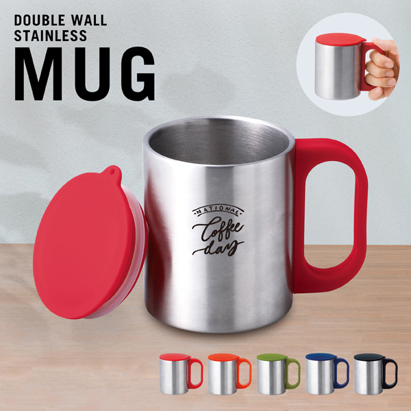 セルトナ・二重構造ステンレスマグカップ(蓋付き)【カラー選択可】